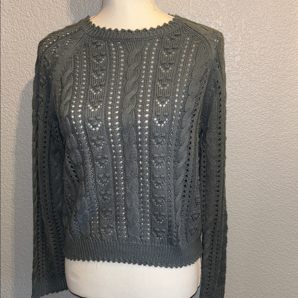 Lucky Brand Green Cable Knit Sweater